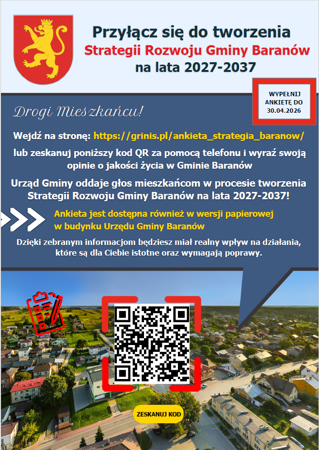 Plakat Tworzenie Strategi Rozwoju Gminy Baranów